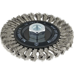 Wheel Brush: 5" Wheel Dia, 1/4" Face Width, 0.0200" Wire Dia,  Crimped