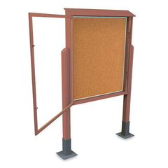 Enclosed Bulletin Board: 48" Wide, 60" High, Cork, Tan