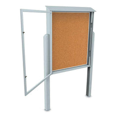 Enclosed Bulletin Board: 48" Wide, 60" High, Cork, Tan