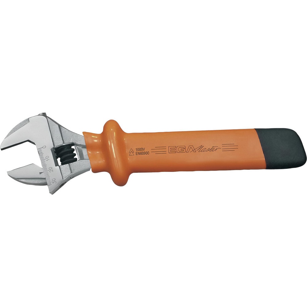 Adjustable Wrench: 10" OAL, 1-1/8" Jaw Capacity