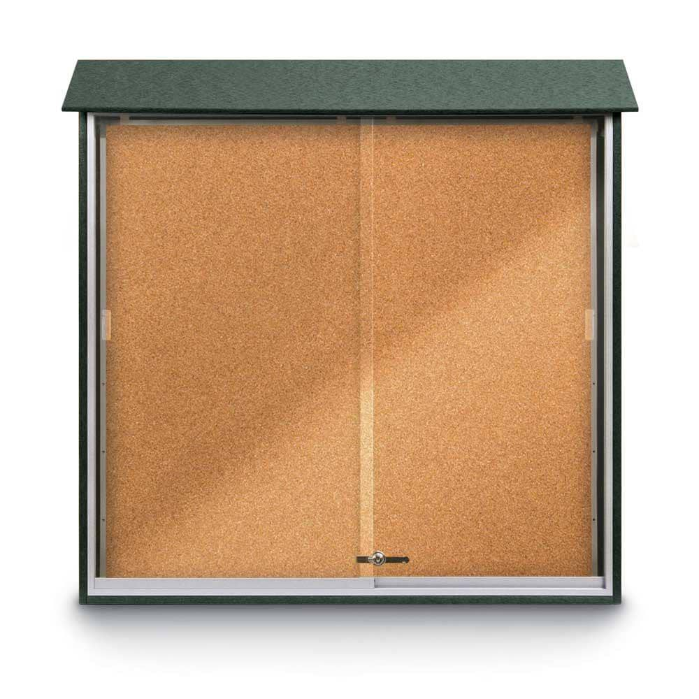 Enclosed Cork Bulletin Board: 48" Wide, 48" High, Cork, Natural Tan