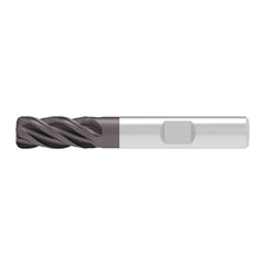 Corner Radius End Mill: 8.00 mm Dia, 19.00 mm LOC, 2.00 mm Radius, 4 Flute, Solid Carbide