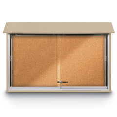 Enclosed Cork Bulletin Board: 45" Wide, 30" High, Cork, Natural Tan