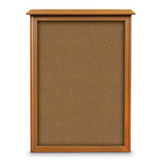 Enclosed Bulletin Board: 54" Wide, 38" High, Cork, Tan