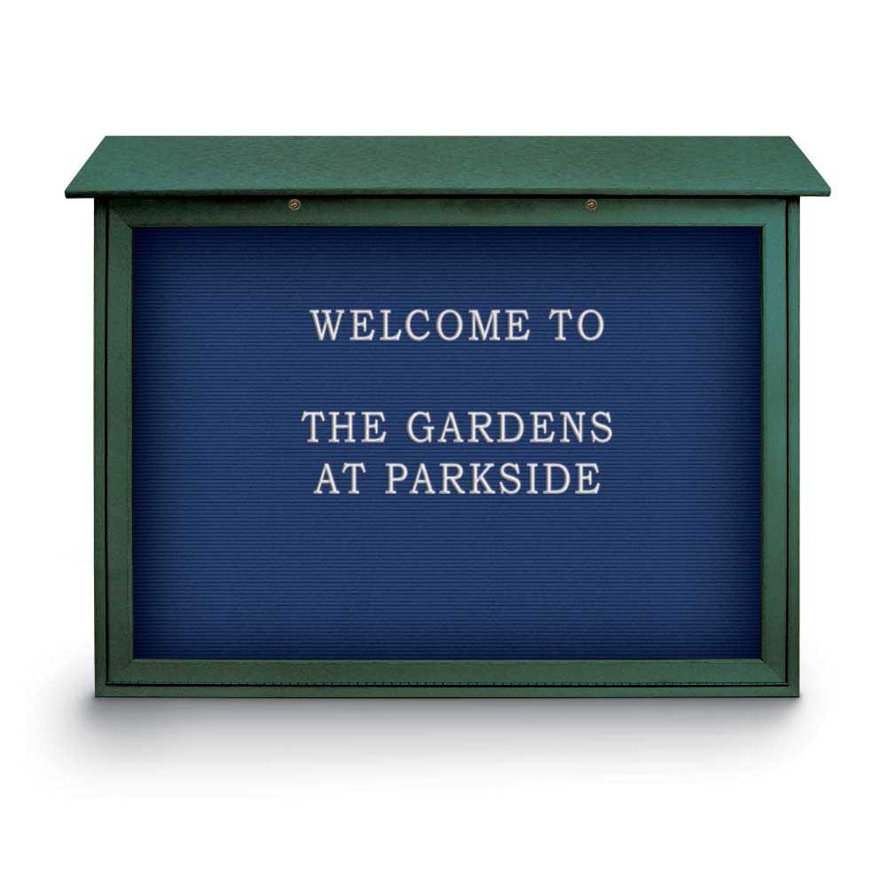 Enclosed Letter Board: 45" Wide, 36" High, Laminate, Blue