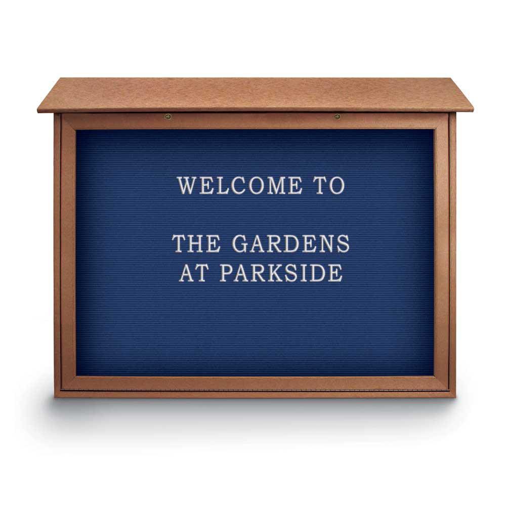 Enclosed Letter Board: 45" Wide, 36" High, Laminate, Blue