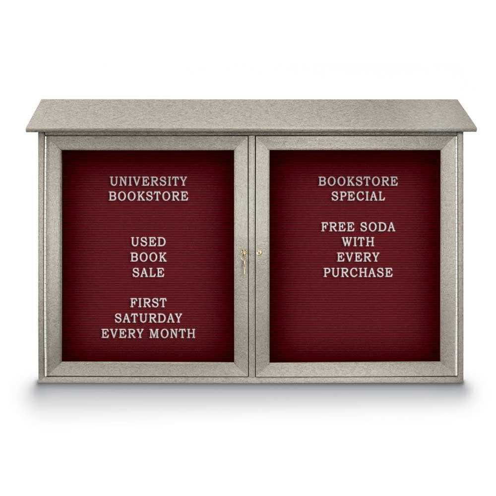 Enclosed Letter Board: 45" Wide, 30" High, Fabric, Berry