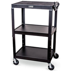 Utility Utility Cart: 18" Long, 24" Wide, Powder Coated Steel, 300 lb Capacity, Black