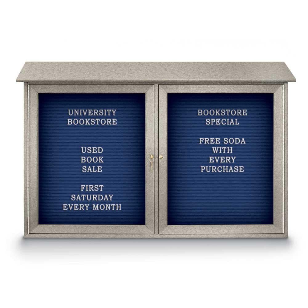 Enclosed Letter Board: 45" Wide, 30" High, Laminate, Blue