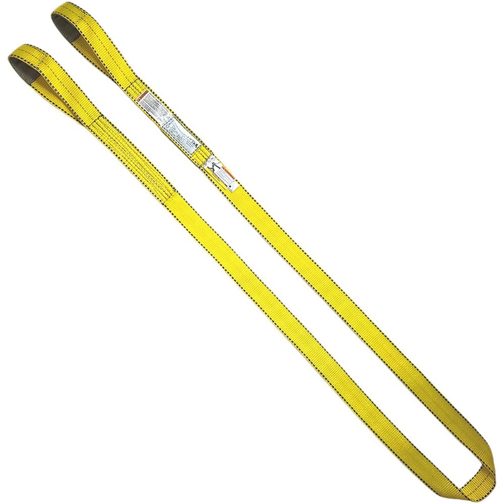 Flat Eye & Eye, Type 3 Web Sling: 4' Long, 4" Wide, 11500 lb Vertical Capacity, Nylon