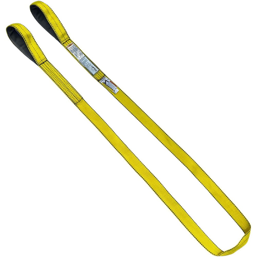 Flat Eye & Eye, Type 3 Web Sling: 10' Long, 4" Wide, 11500 lb Vertical Capacity, Nylon