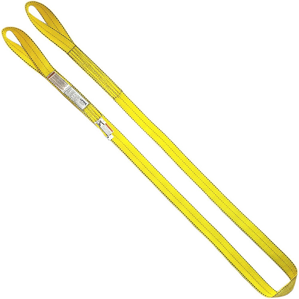 Twisted Eye & Eye, Type 4 Web Sling: 16' Long, 3" Wide, 9300 lb Vertical Capacity, Polyester