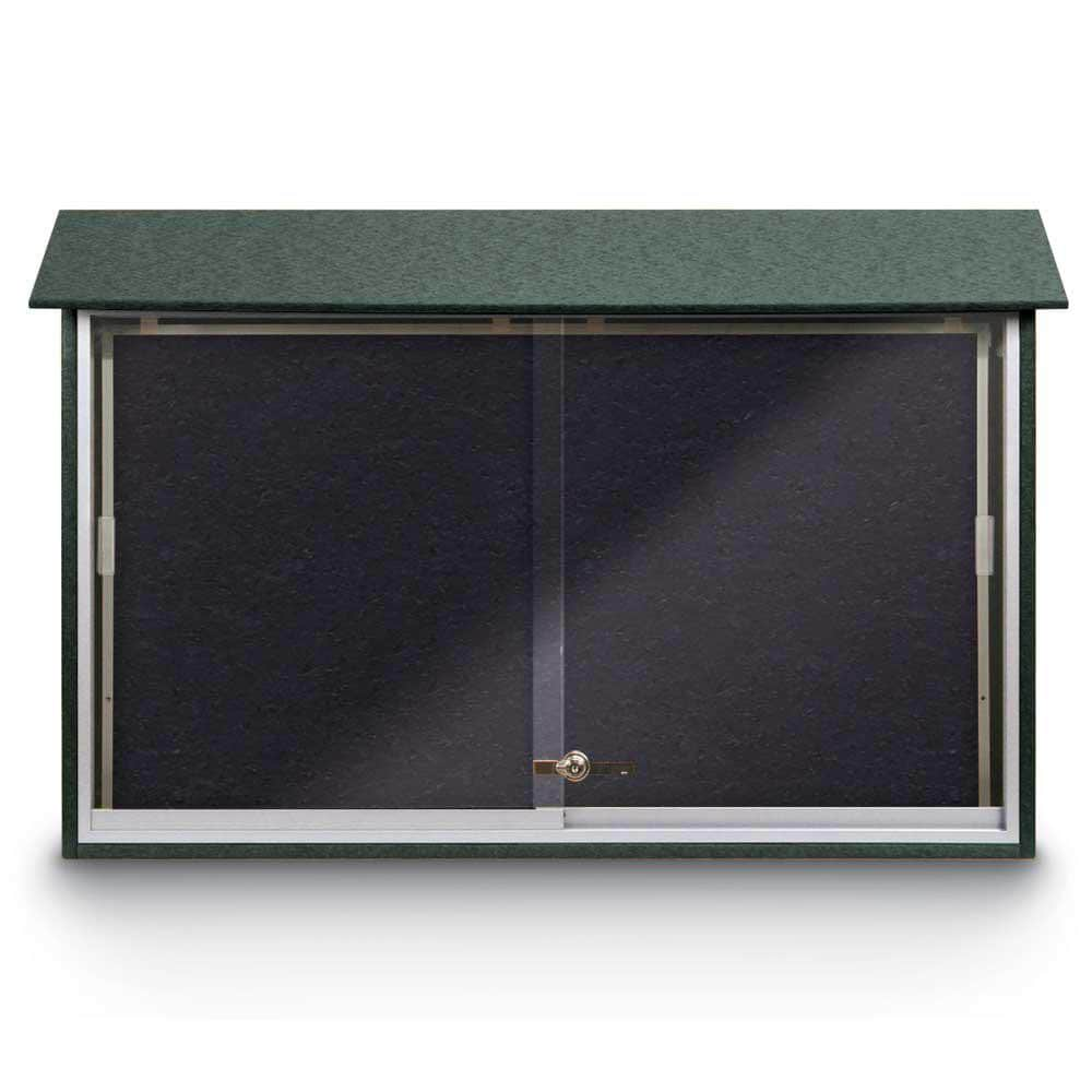 Enclosed Recycled Rubber Bulletin Board: 45" Wide, 30" High, Rubber, Black