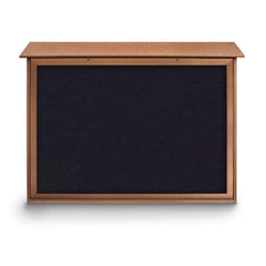 Enclosed Recycled Rubber Bulletin Board: 52" Wide, 40" High, Rubber, Black