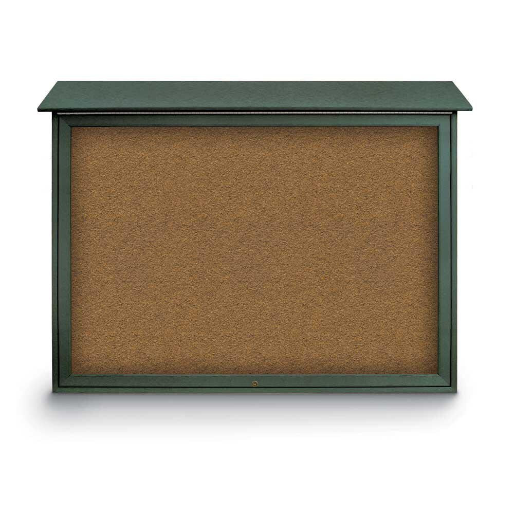 Enclosed Bulletin Board: 52" Wide, 40" High, Cork, Tan