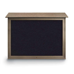 Enclosed Recycled Rubber Bulletin Board: 45" Wide, 36" High, Rubber, Black