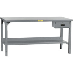 Height Adjustable Table: 84" Wide, 24 to 41" High, Powder Coated, 12 Gauge Steel Top, Steel Base, Gray