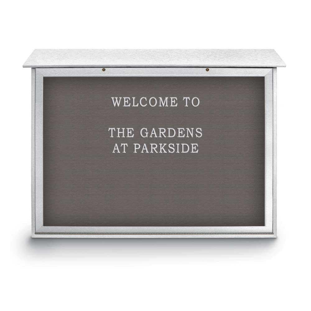 Enclosed Letter Board: 52" Wide, 40" High, Fabric, Gray