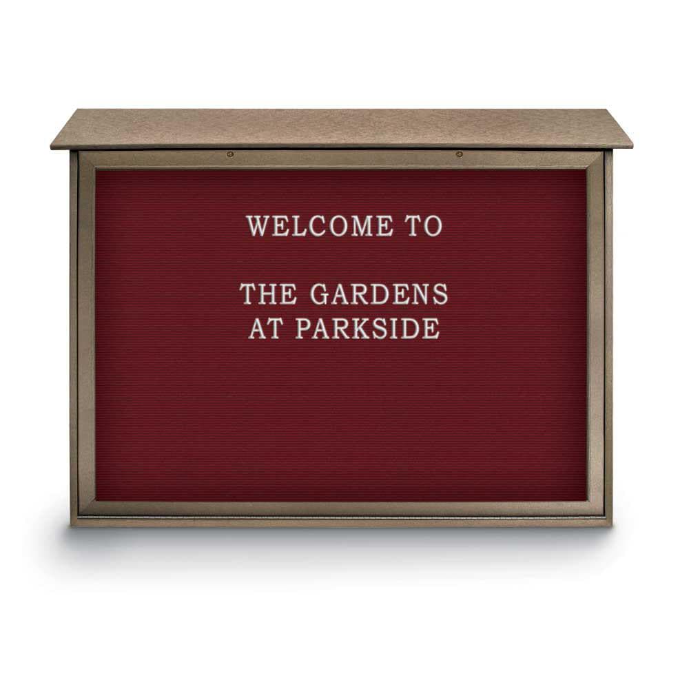 Enclosed Letter Board: 52" Wide, 40" High, Fabric, Berry