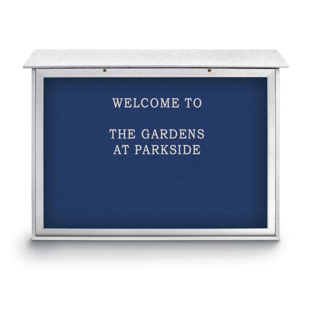 Enclosed Letter Board: 52" Wide, 40" High, Laminate, Blue