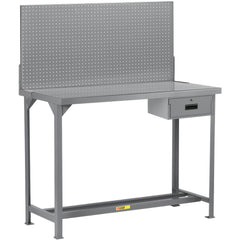 Heavy-Duty Use Workbench: 60" Wide, 36" Deep, 60" High, Powder Coated, Steel Top, Gray