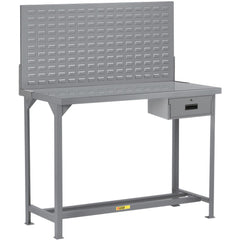 Heavy-Duty Use Workbench: 60" Wide, 30" Deep, 60" High, Powder Coated, Steel Top, Gray