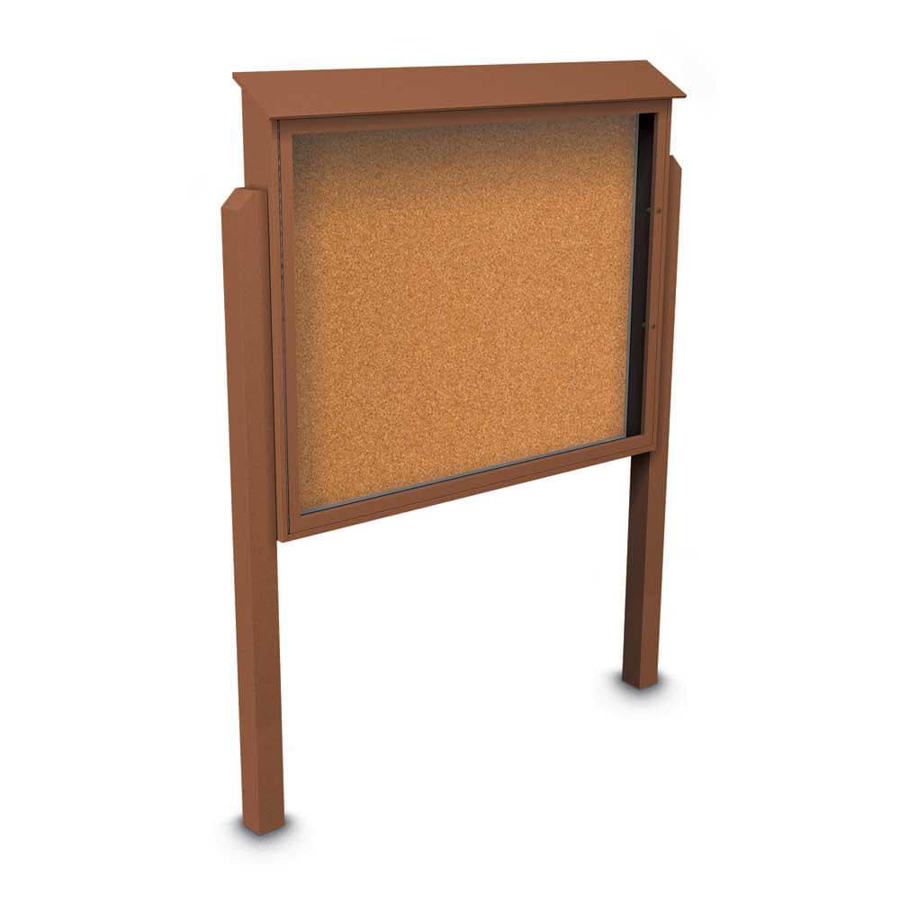 Enclosed Bulletin Board: 60" Wide, 48" High, Cork, Tan