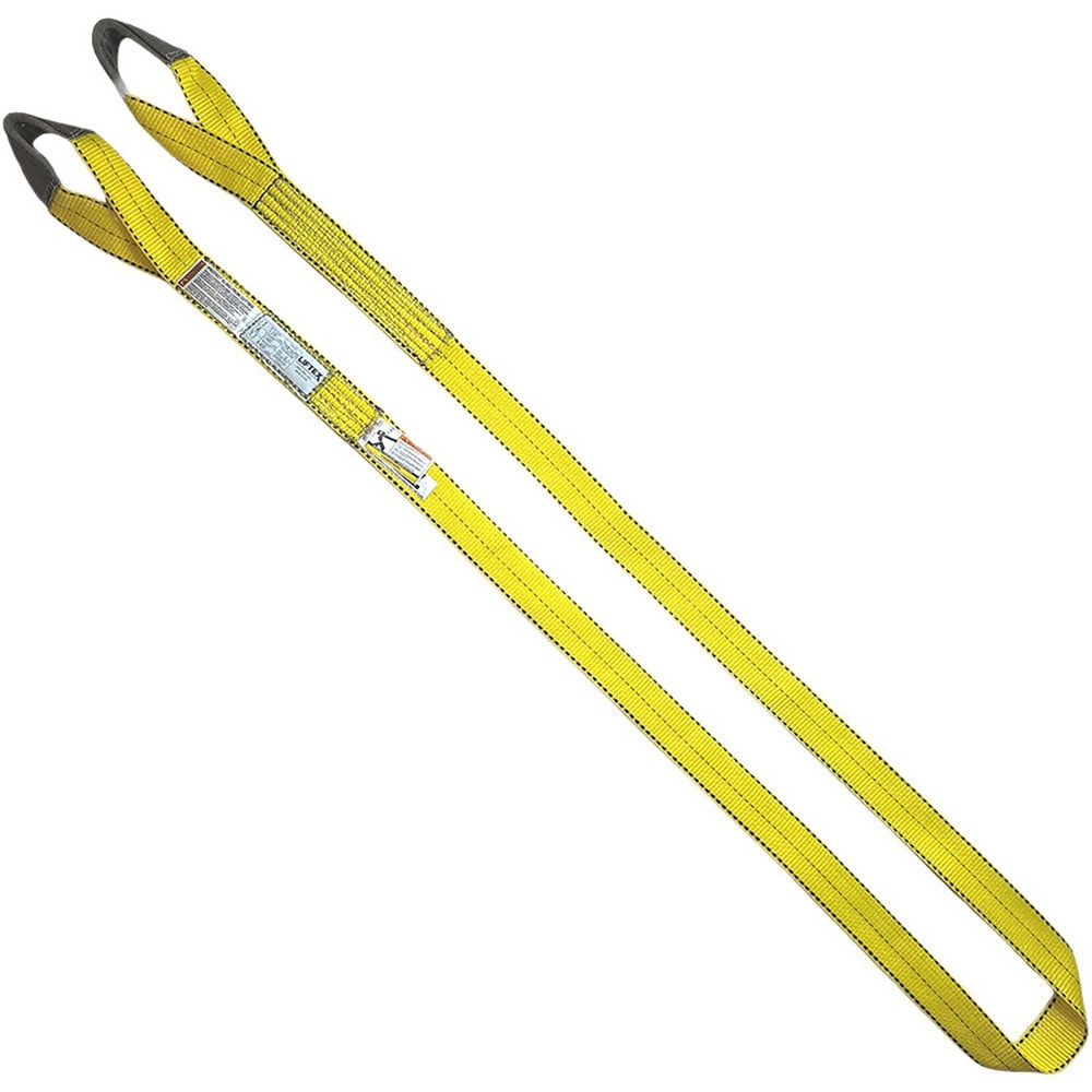 Twisted Eye & Eye, Type 4 Web Sling: 6' Long, 1" Wide, 3200 lb Vertical Capacity, Nylon