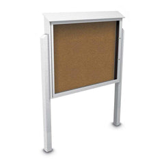 Enclosed Bulletin Board: 60" Wide, 48" High, Cork, Tan