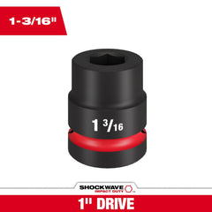 Impact Socket: 1" Drive, 1-3/16" Socket, Hex Drive