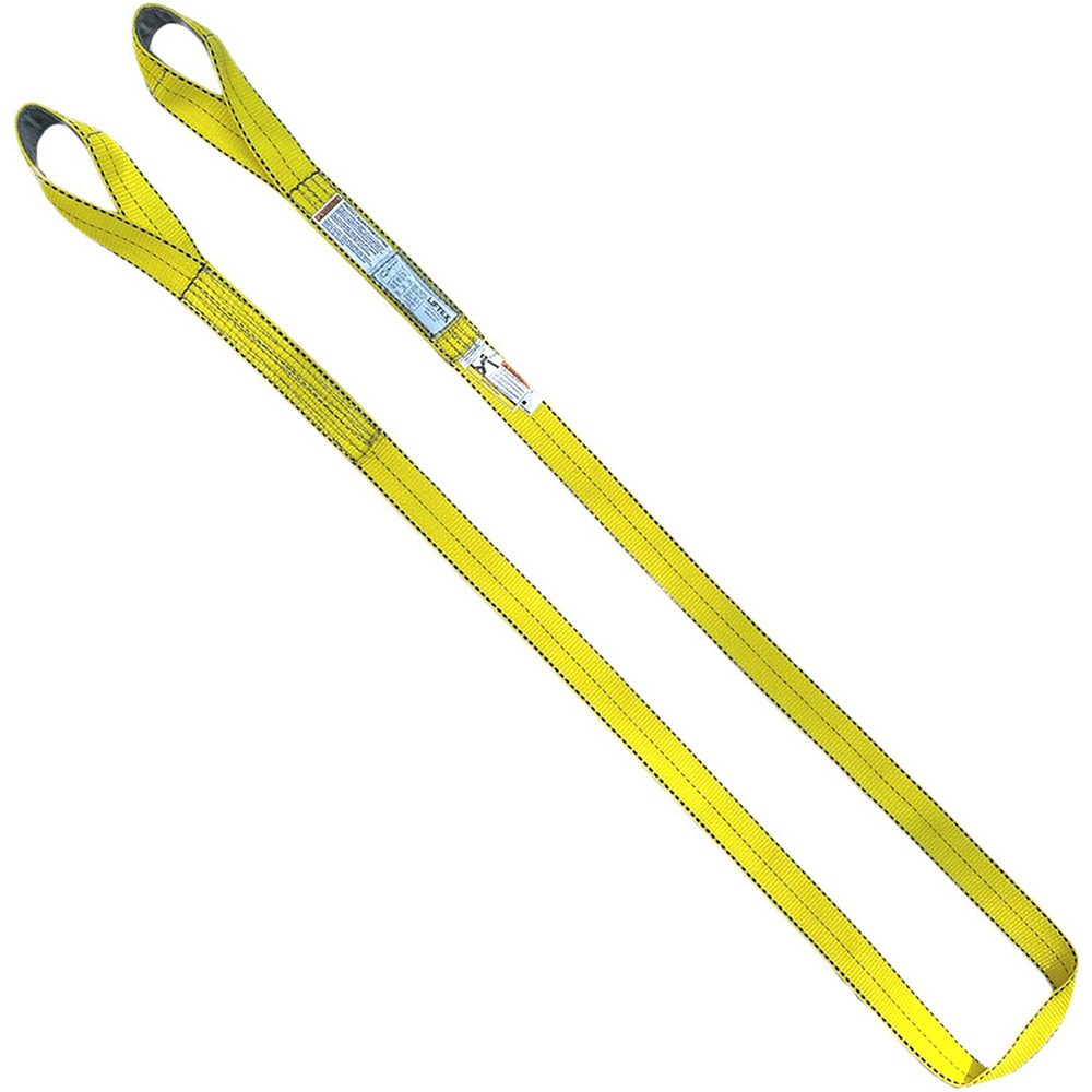 Twisted Eye & Eye, Type 4 Web Sling: 4' Long, 1" Wide, 1600 lb Vertical Capacity, Polyester