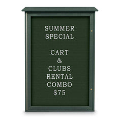 Enclosed Letter Board: 48" Wide, 32" High, Fabric, Woodland Green