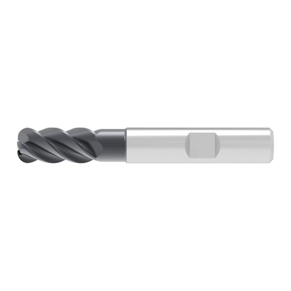 Corner Radius End Mill: 20.00 mm Dia, 38.00 mm LOC, 1.00 mm Radius, 4 Flute, Solid Carbide