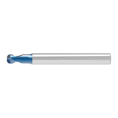 Corner Radius End Mill: 1.00 mm Dia, 2.00 mm LOC, 0.25 mm Radius, 2 Flute, Solid Carbide