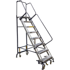 Rolling Ladder: 60" Platform, 450 lb Capacity, 6 Step, 27-1/2" Base Width