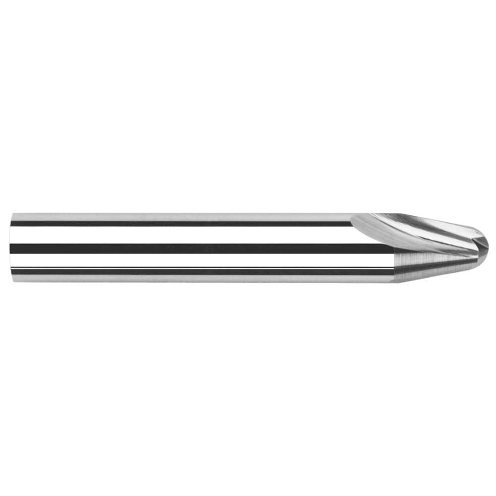 Tapered End Mill: 45 deg Angle per Side, 0.0100" Small Dia, 0.1230" LOC, 2 Flute, Tapered End