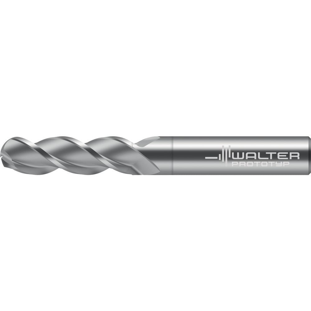 Ball End Mill: 1/2" Dia, 1" LOC, 3 Flute, Solid Carbide