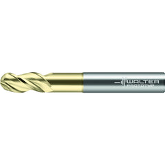 Ball End Mill: 1/2" Dia, 1" LOC, 3 Flute, Solid Carbide