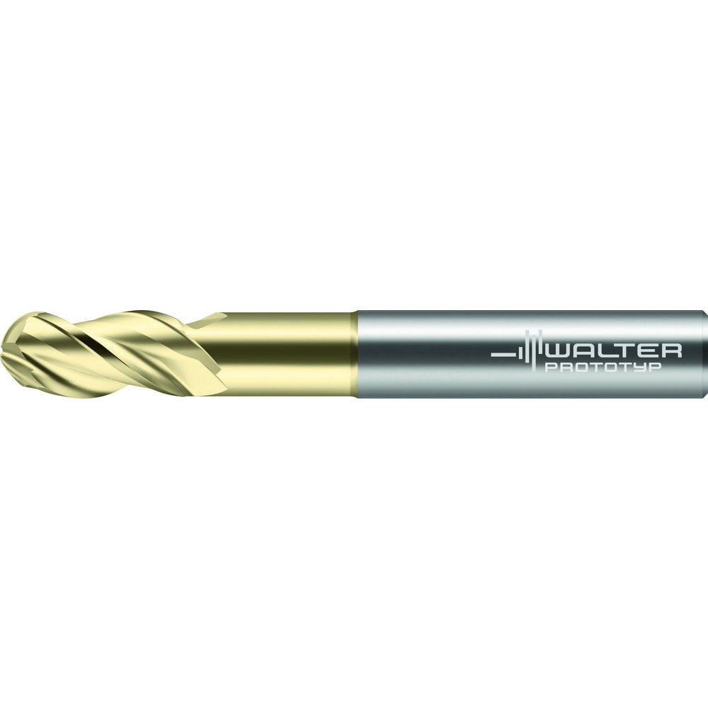 Ball End Mill: 3/8" Dia, 3/4" LOC, 3 Flute, Solid Carbide