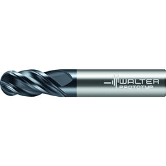 Ball End Mill: 1/4" Dia, 1/2" LOC, 4 Flute, Solid Carbide