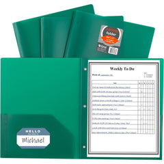 Portfolios, Report Covers & Pocket Binders; Color: Green; Overall Width: 9; Overall Length: 11.00; Material: Polypropylene