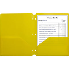 Portfolios, Report Covers & Pocket Binders; Color: Yellow; Overall Width: 9; Overall Length: 11.00; Material: Polypropylene