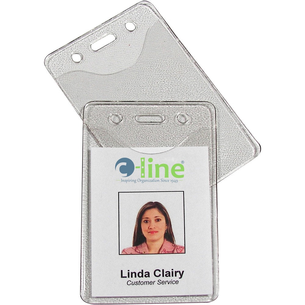 Badge Holders; Attachment Method: Clip-On, Slide-In/Out, Hanging, Cord Mounted; Material: Vinyl; Horizontal/Vertical Holder: Vertical; Overall Height: 3.375 in; Overall Length: 2.375 in; Color: Clear