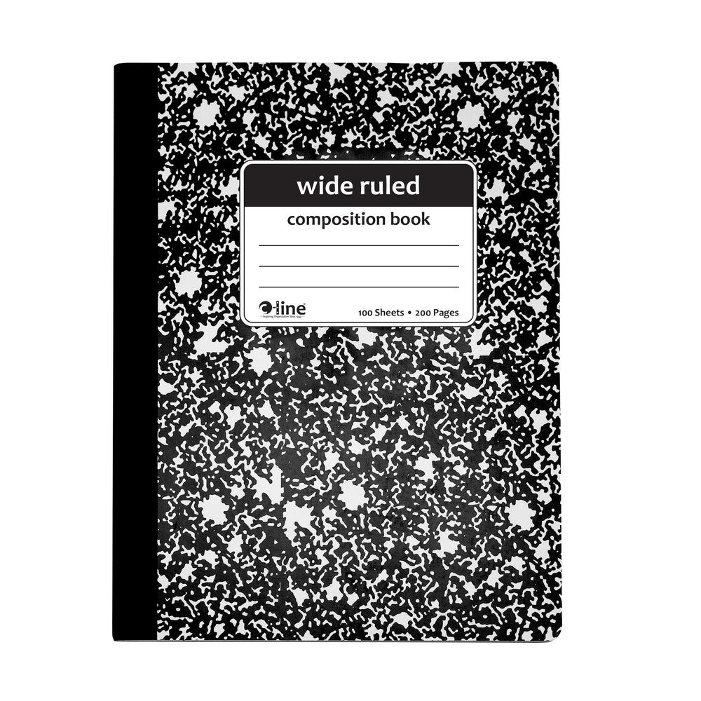 Note Pads, Writing Pads & Notebooks; Product Type: Compostition Notebook; Paper Color: White; Style of Rule: Wide; Cover Color: Black Marble; Binding Location: Side