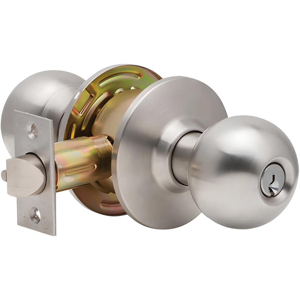 Knob Locksets; Type: Storeroom; Key Type: Keyed Different; Material: Metal; Finish/Coating: Satin Stainless Steel; Compatible Door Thickness: 1-3/8" to 1-3/4"; Backset: 2.75; Lockset Grade: Grade 2