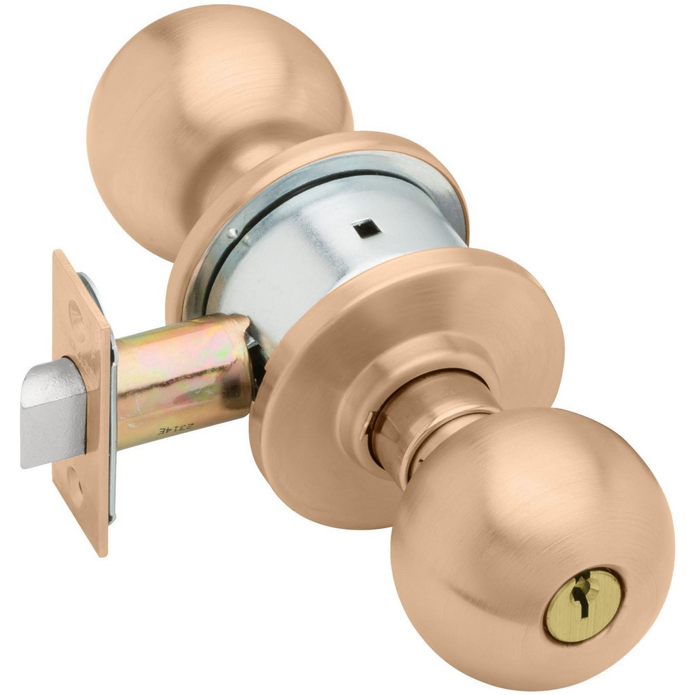 Knob Locksets; Type: Entrance; Key Type: Keyed Different; Material: Metal; Finish/Coating: Satin Bronze; Compatible Door Thickness: 1-3/8" to 1-7/8"; Backset: 2.375; Lockset Grade: Grade 2