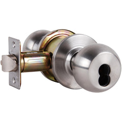 Knob Locksets; Type: Storeroom; Key Type: Keyed Different; Material: Metal; Finish/Coating: Satin Stainless Steel; Compatible Door Thickness: 1-3/8" to 1-3/4"; Backset: 2.375; Lockset Grade: Grade 2