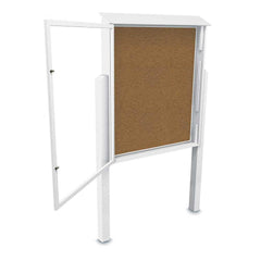 Enclosed Bulletin Board: 48" Wide, 60" High, Cork, Tan