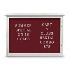 Enclosed Letter Board: 48" Wide, 36" High, Fabric, Berry