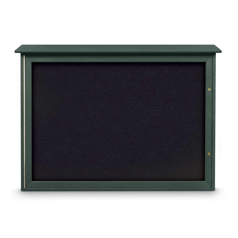 Enclosed Recycled Rubber Bulletin Board: 48" Wide, 36" High, Rubber, Black